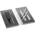 LAMY Kugelschreiber logo Set brushed, 3 tlg. Kugelschreiber logo 206, Druckbleistift logo 106 und Lederetui silberfarben
