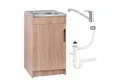 STAMAR Spülenschrank Küchenschrank 50cm Sonoma Eiche Spüle Edelstahl Armatur Chrom (Komplett) Standschrank 40cm Siphon Geschirrspüler Chrom Komplett Montagefertig