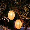 Solar Nylon Lampion oval 33 x 22 cm - 2er Set - Garten Party Deko Beleuchtung