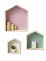 Vertbaudet 3er-Set Wandregale in Hausform, Setzkasten rosa ONE Size