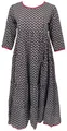 GURU SHOP Boho Sommerkleid, Bedrucktes Wadenlanges Kleid - Dunkelbraun, Damen, Size:M