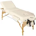 Tectake 3 Zonen Massageliege Somwang Breite 70 cm  Polsterung 7 5 cm Inklusive Tragetasche  218 x 102 x 90 cm Beige