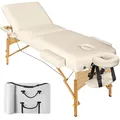 3 Zonen Massageliege Somwang mit 7,5cm Polsterung und Holzgestell beige B-Ware