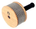 GEWA Cabasa 18 x 12,5 cm – Percussion Instrument mit Holzkorpus, Metallfläche & Metallkugelketten – Natur – Gummigriff