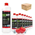 BiOHY WC-Reiniger (12 x 1 Liter) | Bio Toilettenreiniger mit frischem Schaum | EXTRA STARK | Badreiniger Gel wirkt effektiv gegen Kalk & Urin | säubert die Toilette blitzschnell