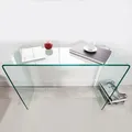 cagü: Design GlasSchreibtisch Schreibtisch [MAYFAIR] Glas transparent 100cm x 35cm - Transparent