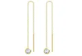 LÖB Paar Ohrhänger 925 Silber Gold Durchzieher Zirkonia Tropfen Anhänger Ohrringe Rund (Geschenke für Frauen Beste Freundin Mutter Mama Damen zum Geburtstag Weihnachten Weihnachtsgeschenke, Inkl. Schmuckbox), Damen Ohrhänger Hängend zum Durchziehen Glitzer Stein Einfädler