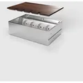 BS 8804B-2-0 Bodensteckdose, 4-fach, eckig, belegbar, aufliegender Deckel aus Aluminium, 3x Schutzkontakt-Steckdose, 1x RJ45 2-fach