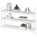 skølm Mimir Wandregal Metall – Schweberegal Weiß - Hängeregal mit 3 verstellbaren Regalböden – Modulares String Regal – Metallregal schmal für Wohnzimmer/Küche/Badezimmer – Modernes Küchenregal