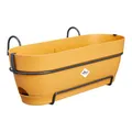 elho Vibia Campana Balkonkasten Allin1 50 mit Wasserreservoir - Blumentopf Balkongeländer - 100% recyceltes Plastik - Ø 50.4 x H 17.7 cm - Gelb/Honig Gelb