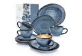 SÄNGER Kaffeeservice Darwin Kaffeetassen Set (12-tlg), 4 Personen, Steingut, Handmade, 300 ml, Blau, Premium Collection