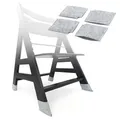 LaLoona Filzgleiter Set für Hochstuhl | 4X Bodenschoner kompatibel mit Hauck Alpha, Beta, roba Sit Up & UVM. | aufsteckbarer Kratzschutz für Parkett & Laminat – Grau