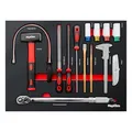 Mephisto Werkzeugeinlage Werkzeug Set Pro Line Werkstattwageneinlage inkl. Drehmomentschlüssel, Felgennüsse, magnetischer Greife Meisel und Metallfeilen-Set in einem Soft Inlay in Carbonoptik