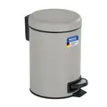 WENKO Kosmetikeimer 3 Liter, Stahl, herausnehmbarer Inneneimer mit Müllbeutelhalter, Mülleimer fürs Bad mit Deckel und Tretfunktion, ausklappbarer Tragegriff, Taupe matt, Mod. Leman