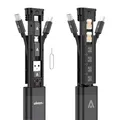 Alkaya travel Adapter kit - Aluminium Gehäuse mit USB-C Kabel und Adapter Connectoren für alle Anschlüsse (USB-A, Lightning, Micro-USB) | multifunktional | inklusive SIM-Karte Nadel | Schwarz