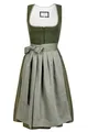 Edelnice Trachtenmode Midi Dirndl Anni aus Leinen Grün inkl. Dirndlschürze Gr. 32-54 (52)