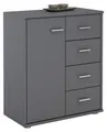 Kommode TIRANO Highboard Anrichte mit 1 Tür und 4 Schubladen in grau anthrazit