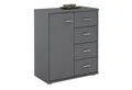 CARO-Möbel Highboard TIRANO, Kommode Highboard Mehrzweckschrank für Büro Design Beistell 1 Tür 4 Sc