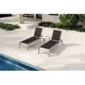 VILLANA 2er-Set Sonnenliegen, silber/schwarz, Alu/Textil, 198x66x32cm, mit Beistelltisch 45x45cm