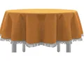 EXKLUSIV HEIMTEXTIL Gartentischdecke mit Fransen Tischdecke Classic Outdoor PVC Weichschaum rutschhemmend für Garten, Balkon, Terrasse 150x210 cm oval orange