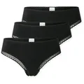 Schiesser String Modern Multipacks (3er Pack) Spitzenbänder, Baumwollmischung, Single Jersey schwarz 38