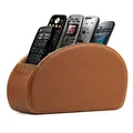 Londo Range Télécommandes à 5 Compartiments - DVD, Blu-Ray, TV, Chaîne Hi-FI, Roku ou Apple TV - Cuir avec Doublure Suédée - Faible Encombrement pour Séjour ou Chambre (Marron Clair)
