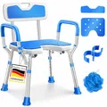 KESSER® Duschhocker mit Lehne für Senioren & Schwangere Duschsitz | Badhocker 150KG belastbar 6 Stufen 38-54cm höhenverstellbar | Duschhilfe Duschstuhl