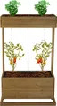 Hochbeet HWC-L72, Pflanzkasten Rankhilfe Pflanzkübel Blumenkasten, 145x85x50cm Outdoor Tanne Holz , braun