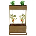 Hochbeet HWC-L72, Pflanzkasten Rankhilfe Pflanzkübel Blumenkasten, 145x85x50cm Outdoor Tanne Holz FSC®, braun