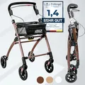 Casa Soft Braun Rollator schmal für Wohnung & Innenbereich, faltbar & leicht, 5 kg I höhenverstellbarer Wohnungsrollator von Lösch Reha I zuverlässige Gehhilfe für Senioren