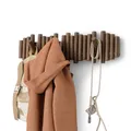 Umbra Picket Garderobenhaken mit 8 Haken - Garderobenleiste und Moderne Wand Dekoration mit 8 Klapphaken aus geschliffenem Kiefernholz, Walnuss