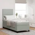 vidaXL LED Boxspringbett mit Matratze Hellgrau 80x200 cm Samt
