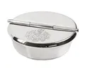 EDZARD Posacenere Herald (diametro 9,5 cm) con stemma, ottone, argentato a grosso spessore, con coperchio ribaltabile - Ceneriere per sigarette e sigari, regalo per fumatori