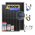 Balkonkraftwerk 900W/800W Solaranlage mit Dach Halterung (Paarmontage) Halterung Steckerfertig WIFI Komplettset Photovoltaik Anlage 800W, Kabellänge: 5m
