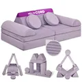 Linodino® Spielsofa Cord Fantasiewelt, Kindersofa-Bausteine - Stapelsteine für Kinder - Kindercouch, Sofa-Kuschelecke | Schaumstoff-Softbausteine | Oeko-TEX 100 Zertifiziert | Oktopus Lila