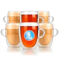 BigDean 6 Stück doppelwandige Latte Macchiato Gläser mit Henkel 300 ml Teetasse Thermogläser Teegläser Kaffeegläser in Geschenkverpackung