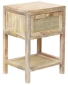 Nachttisch Rattan Paulowniaholz heller Holzfarbton mit Schublade Rustikal Esto