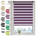 Doppelrollo Klemmfix ohne Bohren 95cm x 130cm Lila Duo Rollo Klemmrollo Sonnenschutzrollo Fensterrollo für Fenster & Türen Zebrarollo Seitenzugrollo