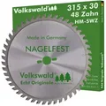 Volkswald Kreissägeblatt Volkswald ® HM-Sägeblatt SWZ 315 x 30 mm Z= 48 Kreissägeblatt Bauholz, Echt Originale Volkswald® Made in Germany