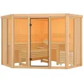 Karibu Sauna Alcinda 2 Superior mit Eckeinstieg 68 mm Ohne Dachkranz Ohne Ofen