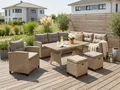 KONIFERA Gartenlounge-Set Keros Premium, (Set, 20-tlg., 2x 2er Sofa, 1x Ecke, 1x Sessel, 2x Hocker, 1x Tisch 145x75x67,5cm), Ecklounge, Polyrattan, Stahl, geeignet für 8 Personen, inkl. Auflagen