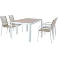 AXI Zora Gartenset mit 4 Stühlen in Weiß / Braun für 4 Personen | Sitzgruppe / Gartenmöbel in Holz Optik aus Aluminium / PSPC | Esstisch für D... - Braun