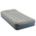 INTEX "Pillow Rest" Luftbett für 1 Person mit Kopfkissenteil (152x203x36 cm) max. 136 KG – mit integrierter Elektropumpe – Gästebett aufblasbares Bett Camping Matratze mit Fiber-Tech (64116ND)
