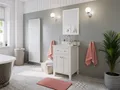 Magnolia Home Badmöbel-Set Landhaus Badmöbel-Set 2tlg Postigo 60 Quarz Carrara montiert weiss lac