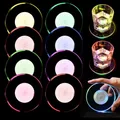 WIYETY 8 Stück LED Untersetzer: Ø 10cm Leuchtuntersetzer Rund aus Acryl, Wasserdicht mit 7 Farbmodi & ON/Off Taste, LED Untersetzer für Gläser Flaschen Partys Hochzeiten Bar Weihnachten (Rund)
