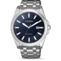 Citizen Herrenuhr Eco-Drive Solar mit Edelstahl Gliederband Silberfarben/Blau BM