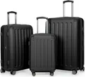 HAUPTSTADTKOFFER - Spree - Kofferset 3tlg Hartschalenkoffer Reisekoffer mit Erweiterung Trolley-Set, TSA, 4 Rollen, S M & L,Schwarz