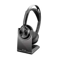 Poly Voyager Focus 2 USB-C Headset für Microsoft Teams, mit USB-C/A Adapter und Ladestation – Bluetooth, ANC, Acoustic Fence Technologie, bis zu 25 Stunden Sprechzeit, Schwarz