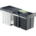 WESCO 857721-72 Abfallsorter 40 (20+2x10) Liter  TRIO MAXI 40 DT oriongrau, inkl. Biodeckel, ab 40 cm Schrankbreite - Schwarz