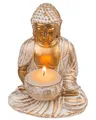 Out of the blue Buddha-Dekofigur mit Teelichthalter – spirituelle 2-in-1 Statue aus Polyresin – stimmungsvolles Boho-Accessoire ca. 14 cm für Wellness & Wohnraum